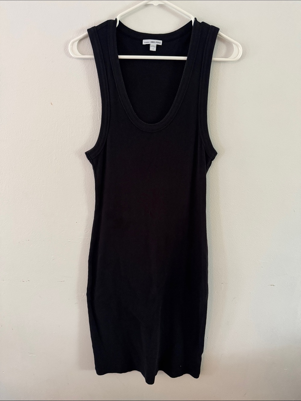 James Perse Black Ribbed Tank Dress Sz 1
